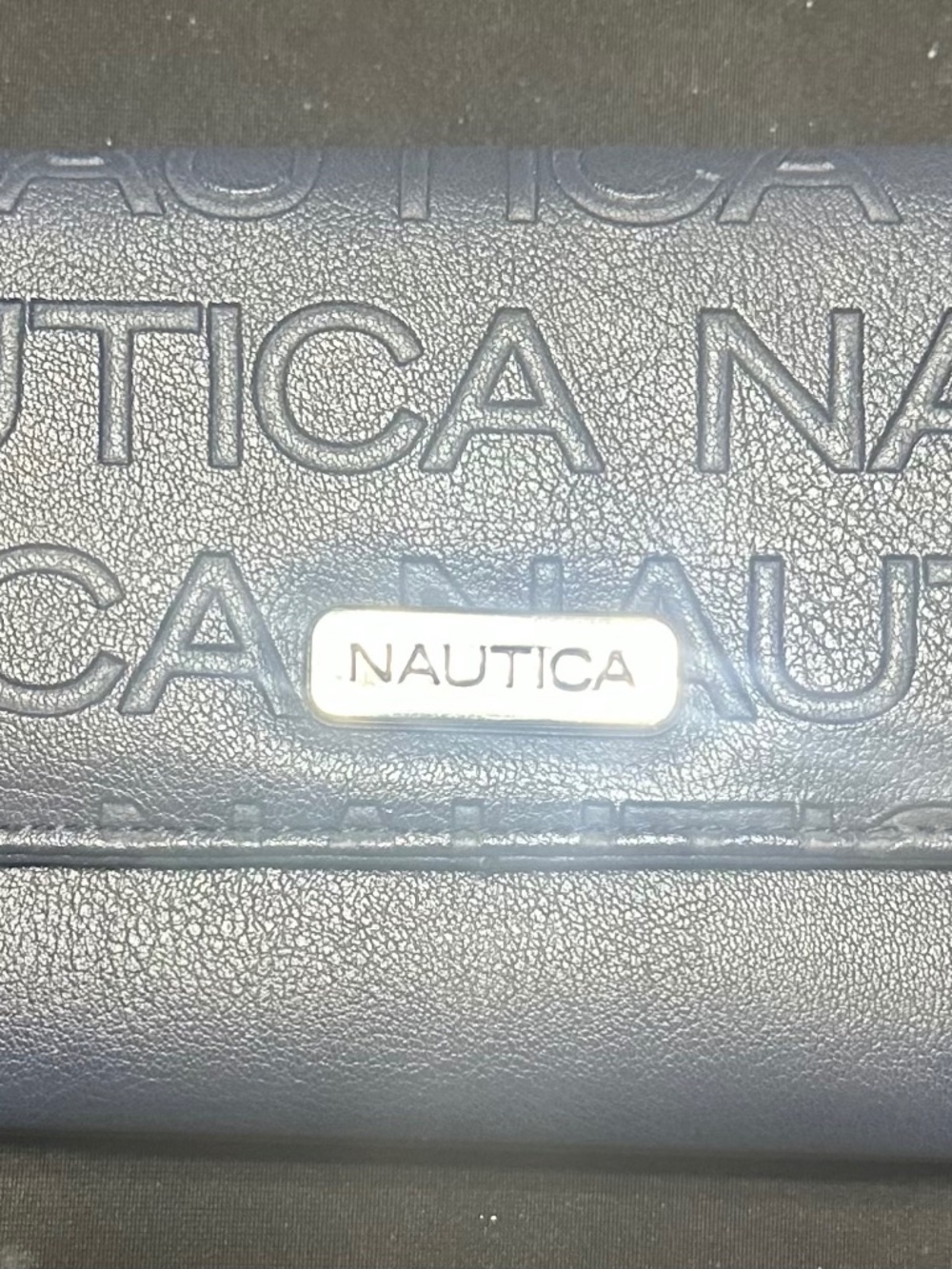 Nautica Navy Blue Money Manager Wallet, 12 Credit Card Spots, Back Zip Pocket